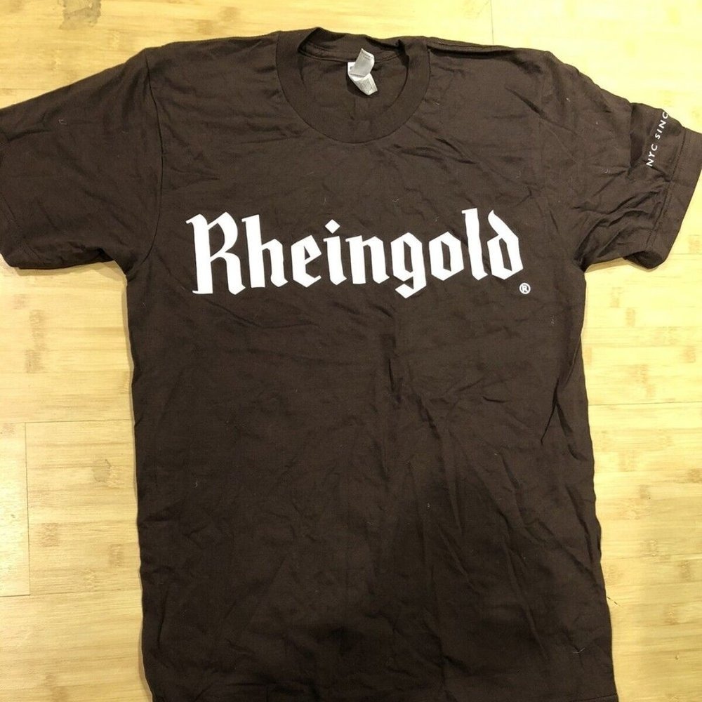NEW! Retro Vintage Rheingold Beer Classic NY Brown T-Shirt Men's XL